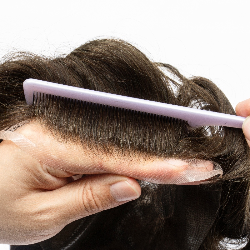 Q6 Base – Nicht-chirurgisches Haarersatzsystem für Männer | Swiss Lace mit Skin-Poly im Rücken- und Mittelbereich | Ideal für den täglichen Gebrauch