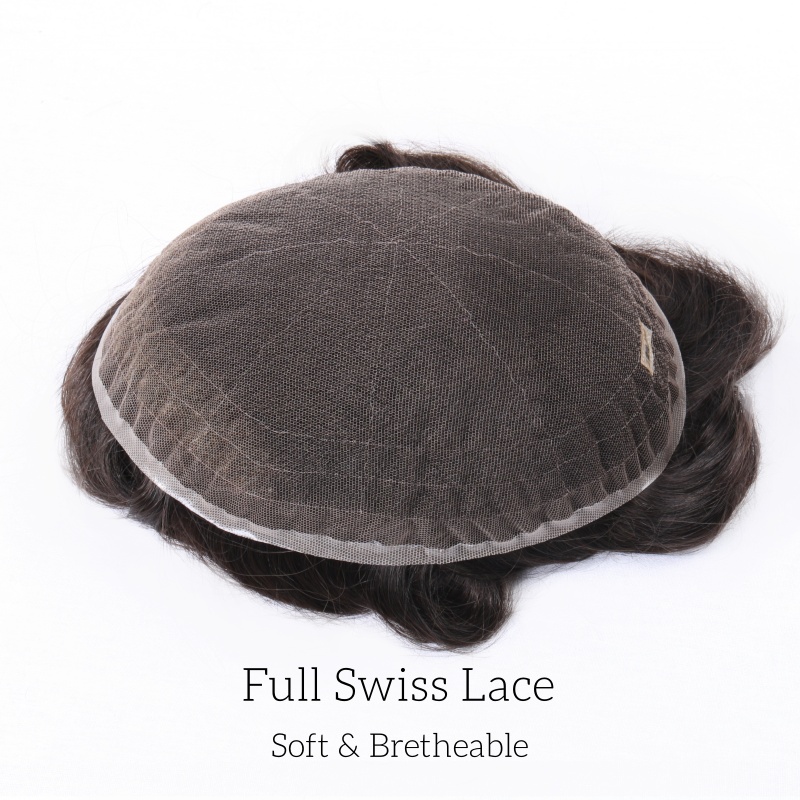 Full Swiss Lace| Haarsystem für kahle Männer | Vollständige Swiss-Lace-Basis | Ideal für einen aktiven Lebensstil