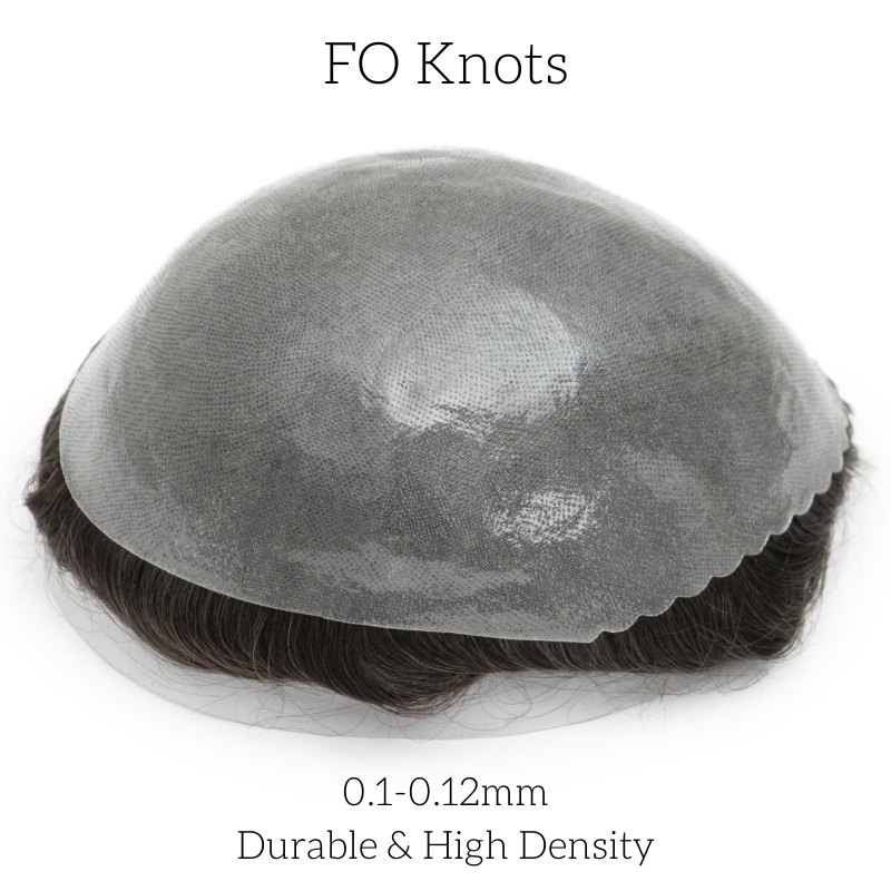 FO Base | 0.1-0.12 mm Full-Skin-Basis mit Double Knots | Herren-Haarsystem | Herrenfrisur f&uuml;r d&uuml;nnes Haar