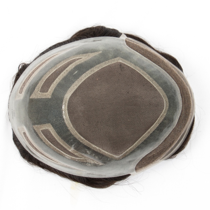 Versalite-Basis | Lace-Front + MONO-Mesh + PU Herrentoupet | Spitzen-Haaransatz-Perücke | Natürlicher Haaransatz | Echthaar-System