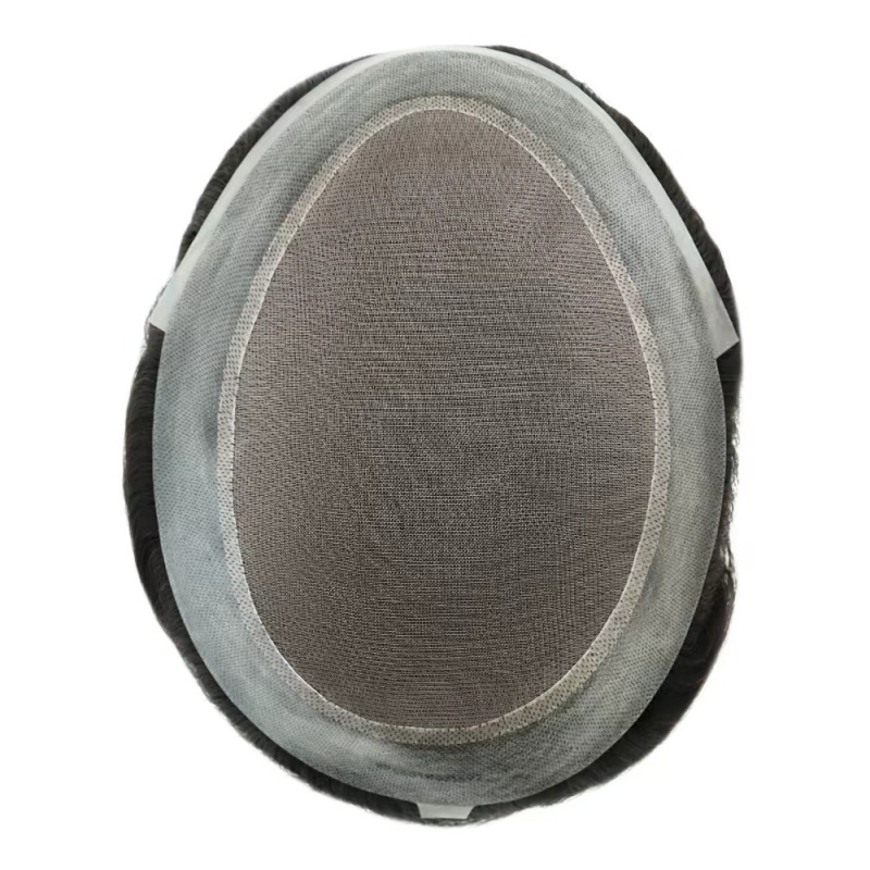 Mono PU | Mono-Mesh-Krone + PU | Herrentoupet | Atmungsaktive Perücke | Natürlicher Haaransatz | Echthaar-System