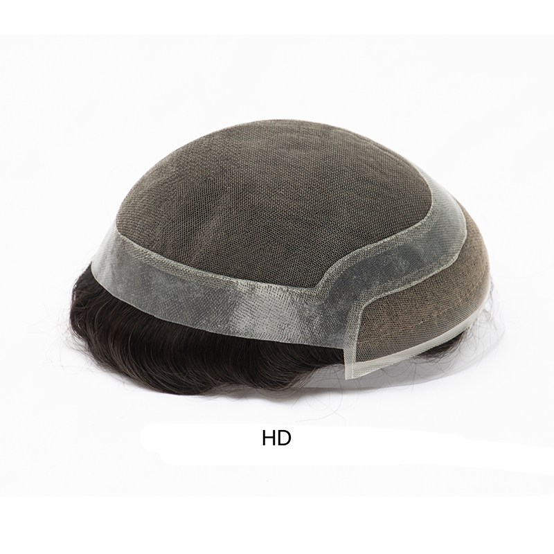Hollywood-Basis Haarsystem für Herren | Vollständige Spitze in der Mitte mit 1 Zoll (ca. 2,5 cm) dünner Haut rundherum und 1/2 Zoll (ca. 1,3 cm) Spitze vorne | Hollywood-Stil